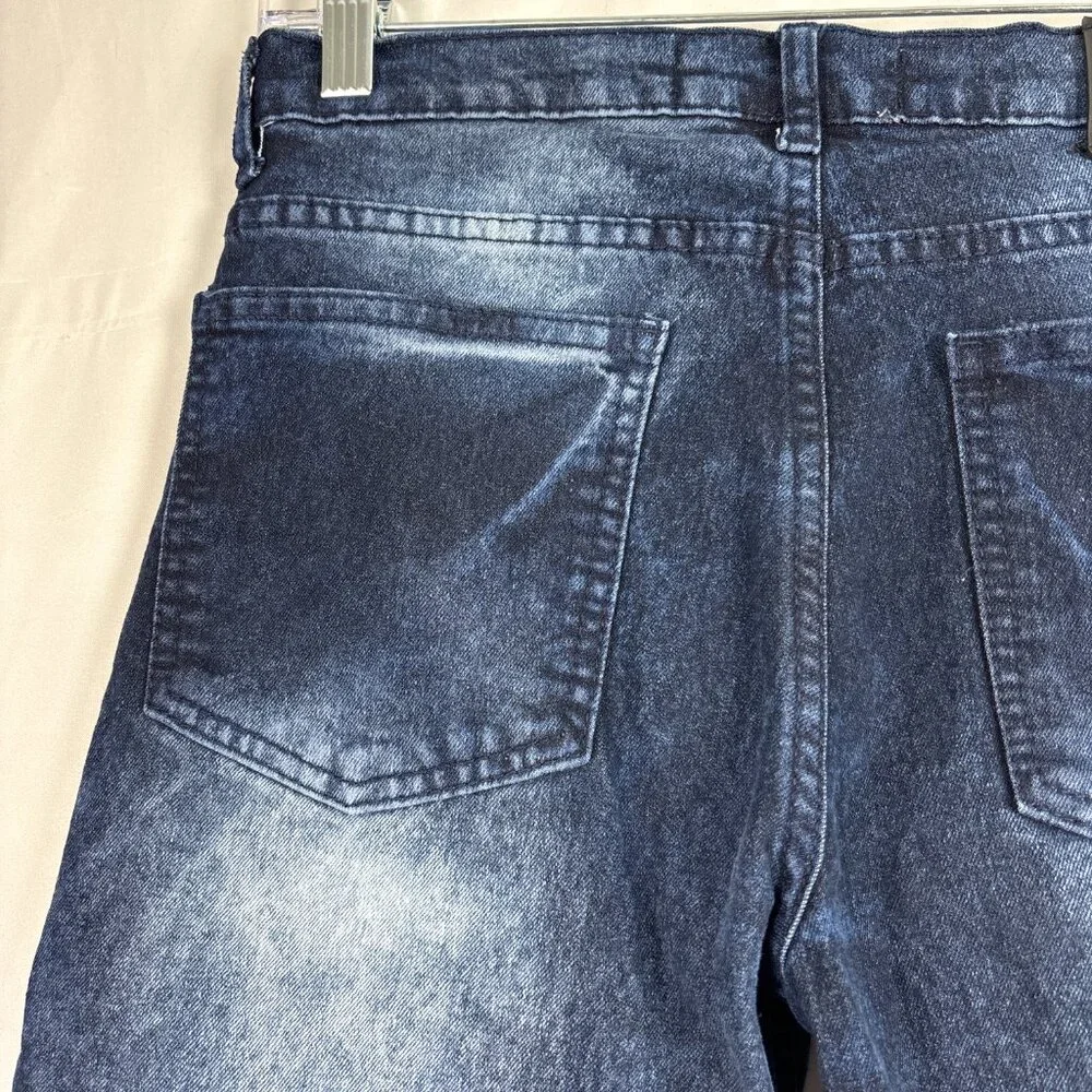 Akademiks Moto Biker Shorts Boys Size 16 Blue Denim Distressed Detail Streetwear